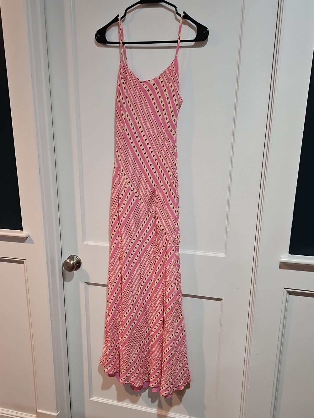 Princess Polly Pink & Cream Diagonal Stripe Maxi Dress